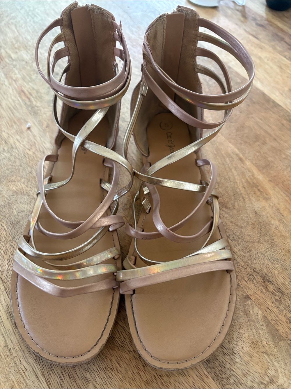 Strappy Gladiator Sandals in Rose Gold - Unbranded
